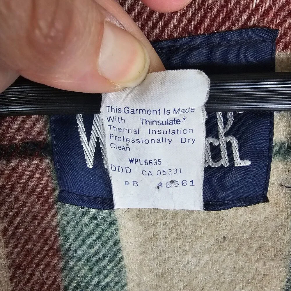 Vintage Woolrich Wool Lined Field Jacket L Green Plaid Lining Work Barn‎ Coat